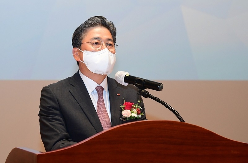 6월 1일 전남 나주 한전 본사에서 정승일 한국전력공사 21대 사장이 취임사를 하고 있다. <출처 : 한국전력공사> 