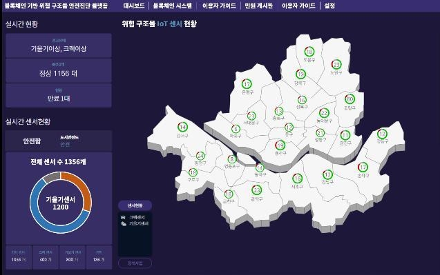 서울 위험구조물 IoT 센서 현황 (자료: 서울시)