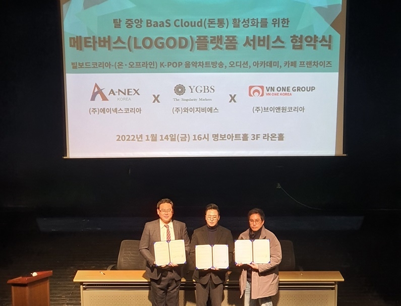 에이넥스코리아가 탈중앙 BaaS Cloud 활성화를 위해 협약식을 진행했다. (출처 : 에이넥스코리아)