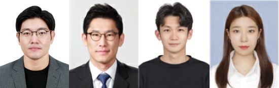 왼쪽부터 강기석 서울대학교 재료공학부 교수, 박정원 화학생물공학부 교수, 박혁준 한국표준과학연구원 박사, 박하영 서울대학교 화학생물공학부 연구원 (출처: 서울대) 