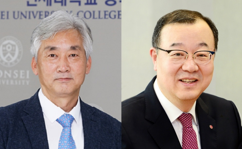 명재민 연세대 공과대학장(왼쪽)과 유지영 LG화학 CTO (출처 : LG화학)