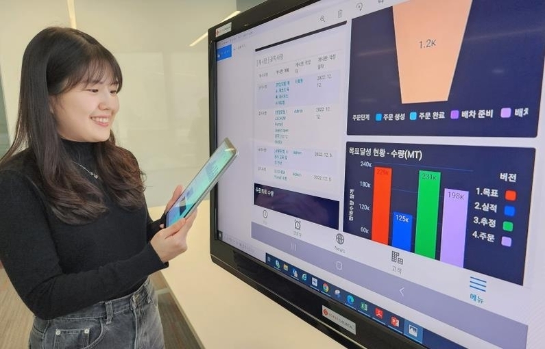 롯데케미칼 직원이 '로켐 포탈'에 접속해 시스템을 사용하고 있다. (출처 : 롯데케미칼)