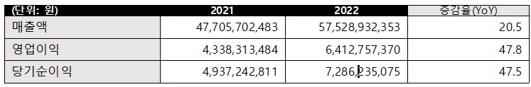영림원소프트랩 2022년 경영실적 (출처 : 영림원소프트랩)