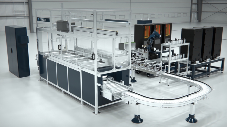 Stratasys Origin One과 로봇 기술을 연계한 완전 자동화 생산 시스템 (출처 : 스트라타시스)