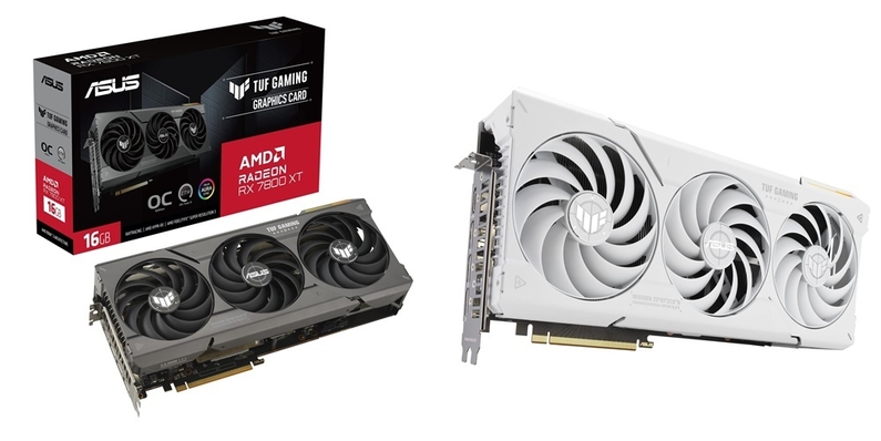 에이수스 TUF Gaming AMD 라데온 RX 7800 XT(좌)와 해당 제품 화이트 에디션(우) (출처 : 에이수스)