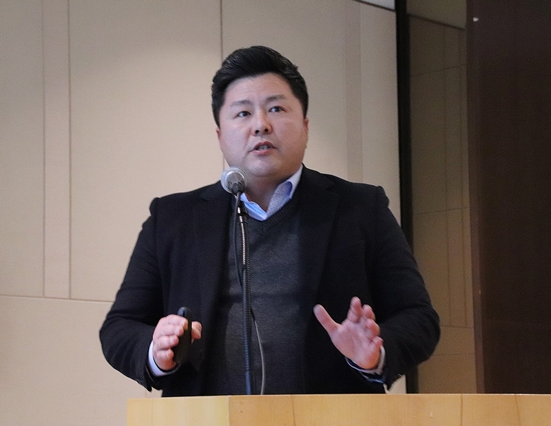 김진현 이에이트 대표가 이에이트 기업공개(IPO) 기자간담회에 참석해 코스닥 상장의 출사표를 던졌다. (출처 : 헬로티)