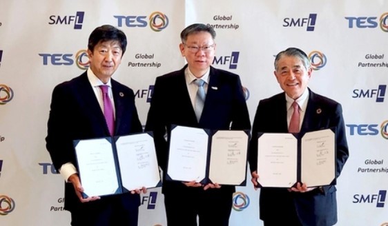 (왼쪽부터)히로츠구 하라다 SMFLR CEO, 응 테스 CEO, 마사키 타치바나 SMFL CEO (출처 : SK에코플랜트)