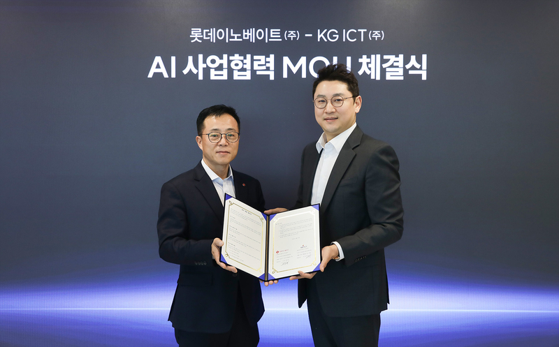 고두영 롯데이노베이트 대표이사, 이상준 KG ICT 대표이사 (출처 : 롯데이노베이트)