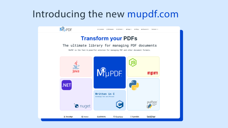 리뉴얼 오픈한 MuPDF.com(뮤피디에프닷컴) 웹사이트