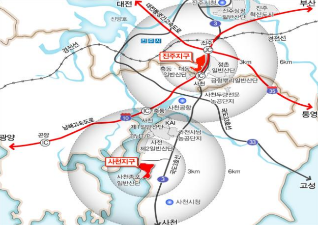 국토부 제공 / 경남 진주·사천 지역특화산단 개요-국토교통부는 5월 30일 오후 경남 항공 국가산업단지 조성공사 현장을 방문하여 사업추진 현황을 점검하였다. 