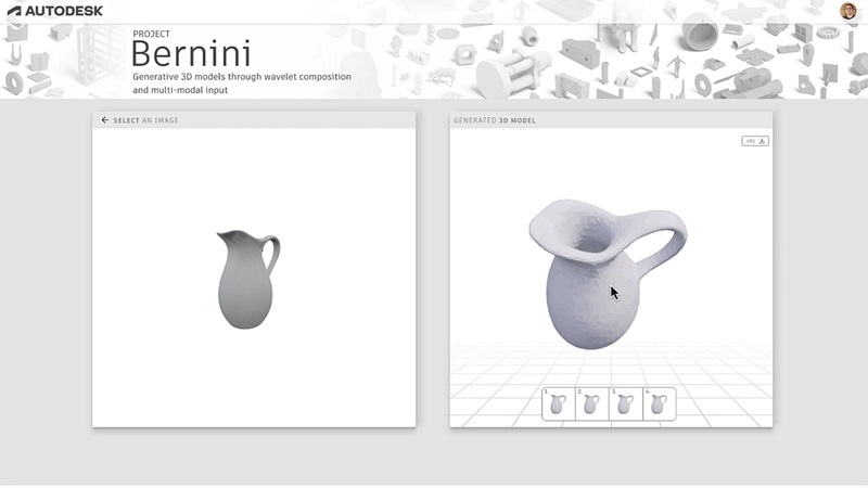 오토데스크(Autodesk)는 5월 초 AI 기반 3D 에셋 생성기인 프로젝트 베르니니(Project Bernini)를 출시했다. (출처: 오토데스크)