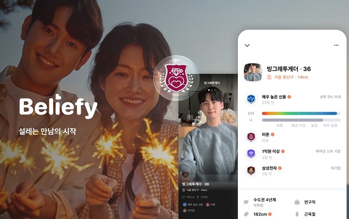 신용 인증 기반 데이팅 앱인 ‘빌리피’(Beliefy) 업데이트 이미지. (제공: SBT)