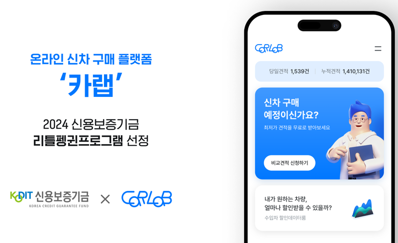 온라인 신차 구매 플랫폼 카랩이 신용보증기금의 '리틀펭귄 프로그램'에 선정되었다.
