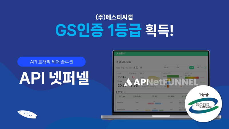데이터 관리 기술 업체 에스티씨랩이 API 트래픽 제어 솔루션 'API 넷퍼넬'의 GS인정 1등급 취득을 알렸다. (출처 : 에스티씨랩)