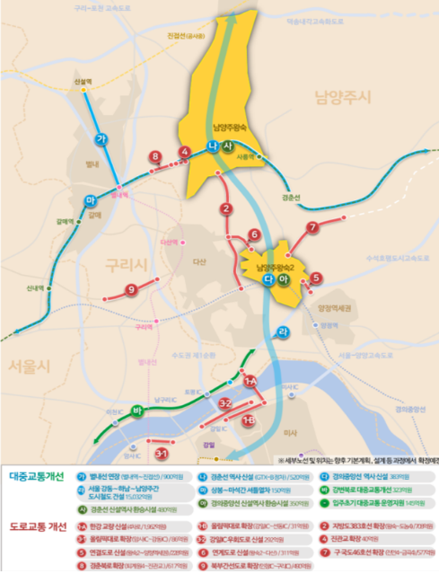 국토부 제공 / 남양주 왕숙 광역 교통 개선 대책도