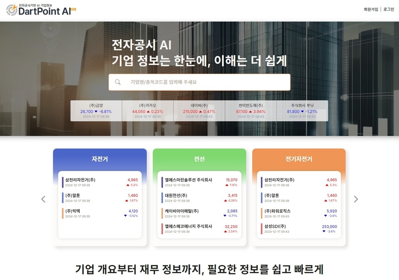 ‘DartPoint AI’ 서비스 화면 (출처 : 사이냅소프트)