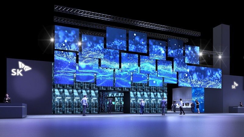 CES 2025 SK그룹 전시관의 입구의 ‘혁신의 문’ 조감도 (출처 : SKT)