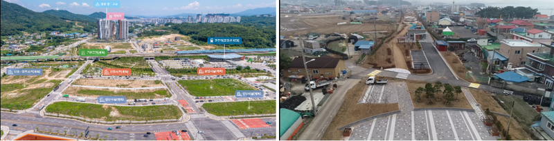 출처 : 국토부 / ’24년 우수사례로는 원주시의 ‘남원주 역세권 개발’((좌) 투자선도지구), 서천군의 ‘철길 너머 희망으로(路) 조성 사업’((우) 지역수요맞춤지원) 등이 있다.