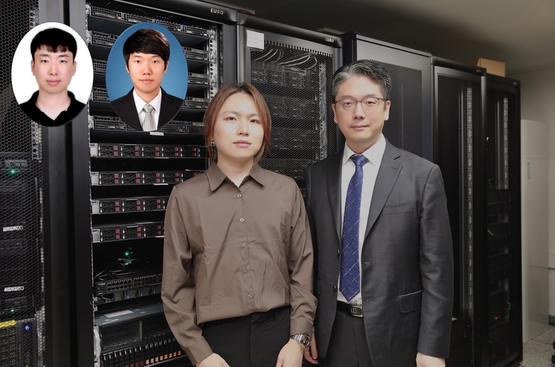 (왼쪽부터)윤희용 박사과정, 한동형 박사과정, 오세연 박사과정, 김민수 교수 (출처 : KAIST)