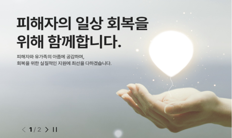 출처 : 국토부 / 12·29여객기참사 피해지원 포털 메인화면 일부 