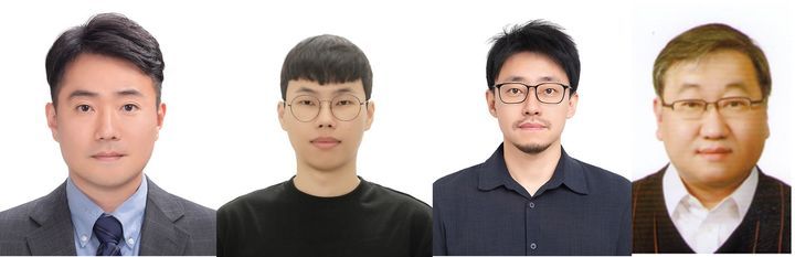 (왼쪽부터) UNIST 김제형 교수, UNIST 김규영 박사(제1저자), 한국표준과학연구원 이창협 박사, KIST 송진동 박사 (출처 : 울산과학기술원)