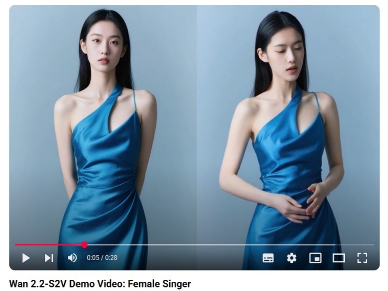 알리바바 Wan 2.2-S2V Demo Video: Female Singer 화면 (출처:알리바바 유튜브 캡쳐) 