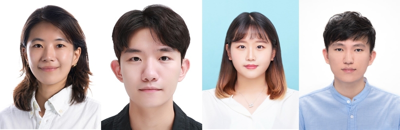 (왼쪽부터) 윤희인 교수, 안창민 연구원(제1저자), 안효경 연구원, 남현준 연구원 (출처 : UNIST)