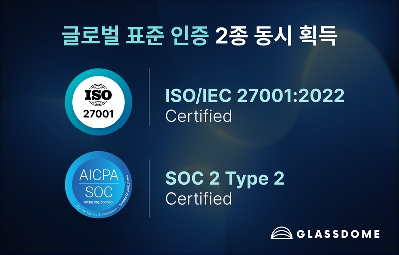 글래스돔이 ISO·SOC 인증을 획득했다. (출처 : 글래스돔)