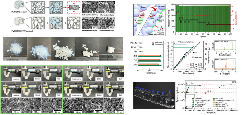 심상은 교수 연구팀이 개발한 PVMDMS@PVP 에어로젤의 구조 안정성과 촉매 성능 (출처 : 인하대)