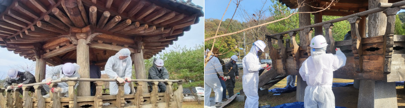국토부 제공&nbsp; /&nbsp;&nbsp;수료생 봉사활동 (국립무형유산원 노후 건축물 보수)-국토부는&nbsp;4일부터 한옥 설계&nbsp;·&nbsp;시공관리자 교육 수강생 모집