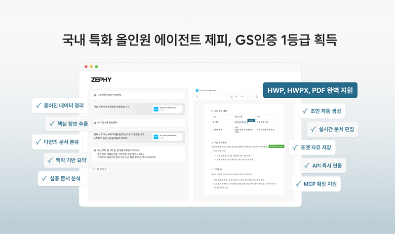 유니바 AI 에이전트 ‘제피’, GS 인증 1등급 획득... 공공 AI 시장 공략 신호탄